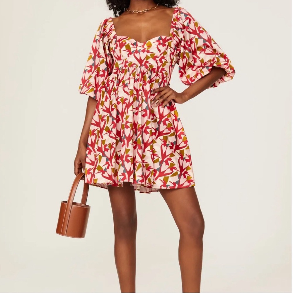 Slate & Willow Red and Pink Floral Mini Dress size zero.